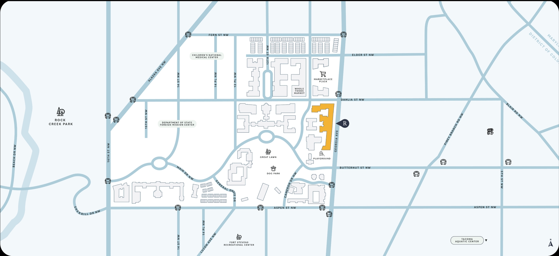 Neighborhood map of Reynard's apartments in NW DC